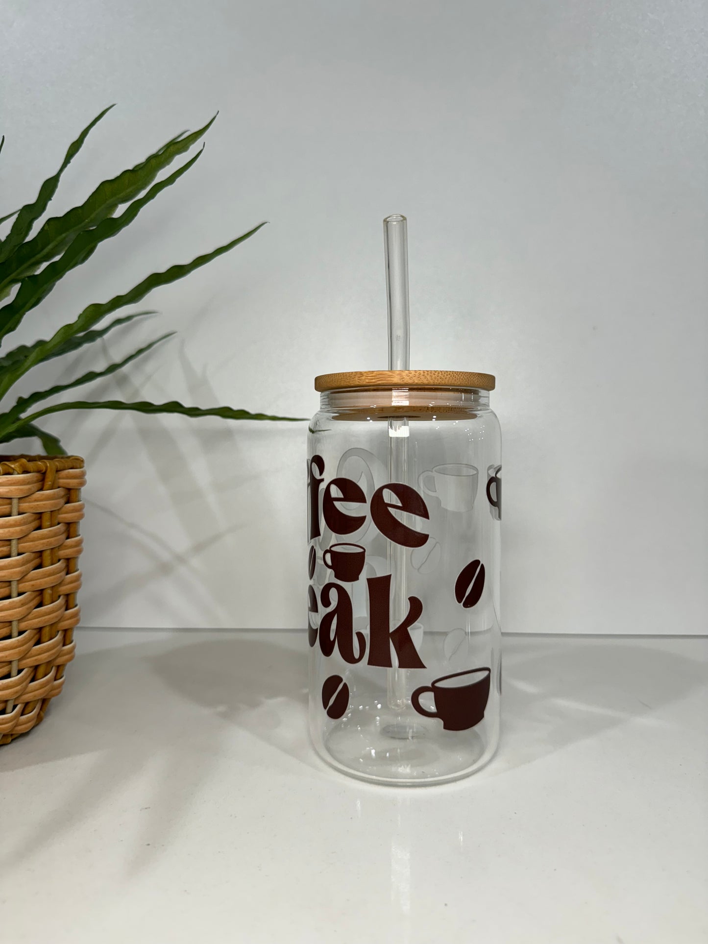 “Coffee Break” Glass Tumbler