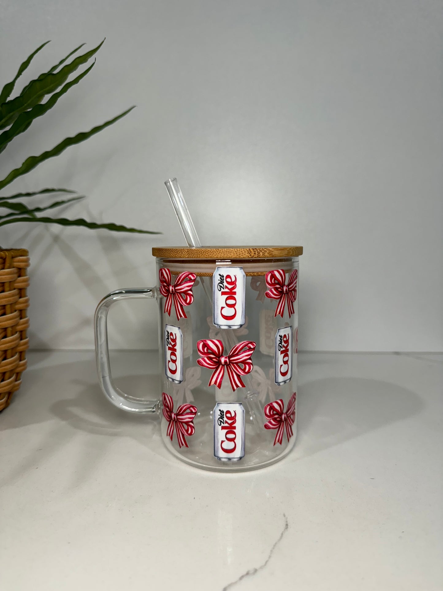 Diet Coke Glass Tumbler with Handle