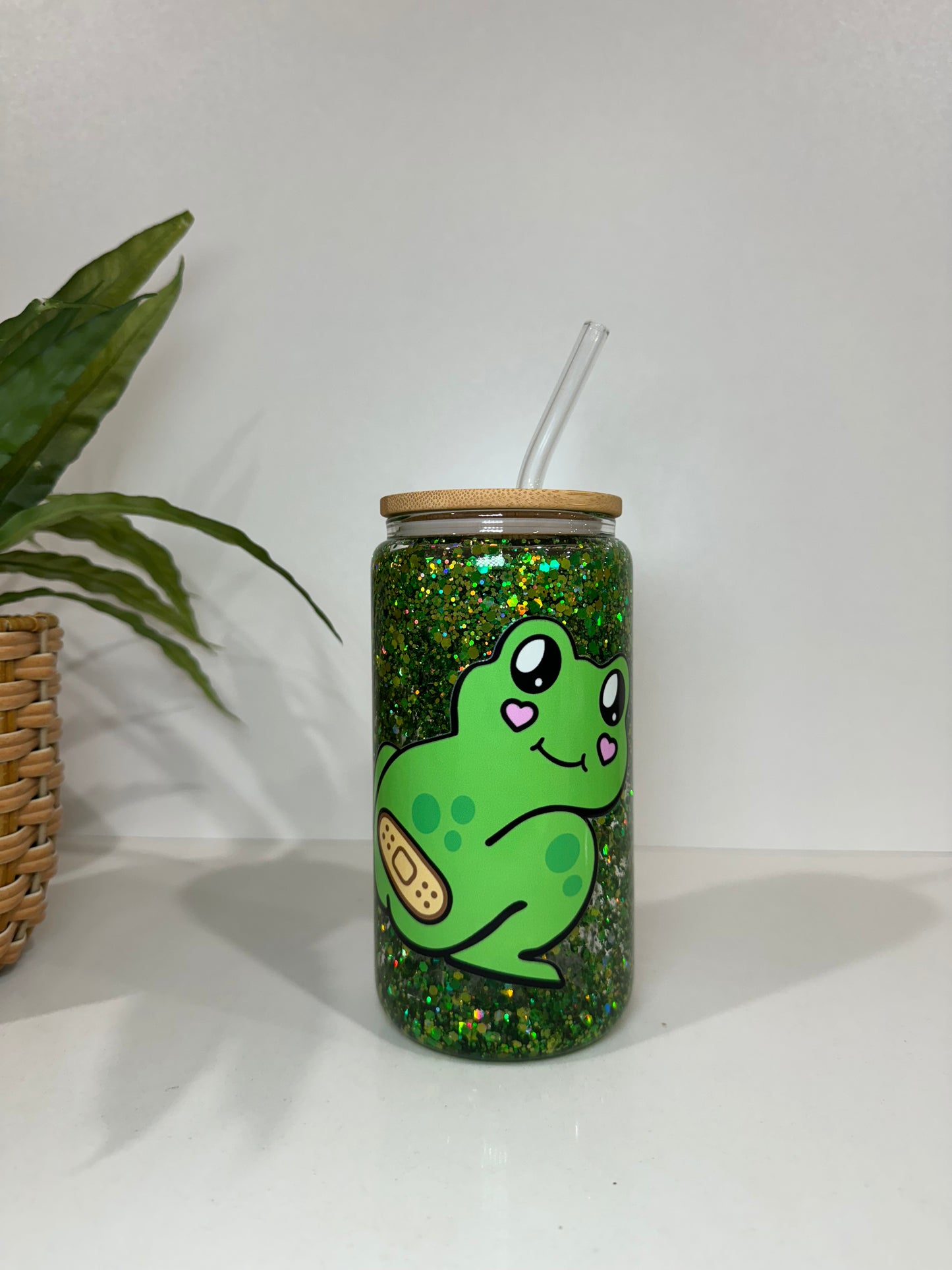 Glitter Frog Glass Tumblers