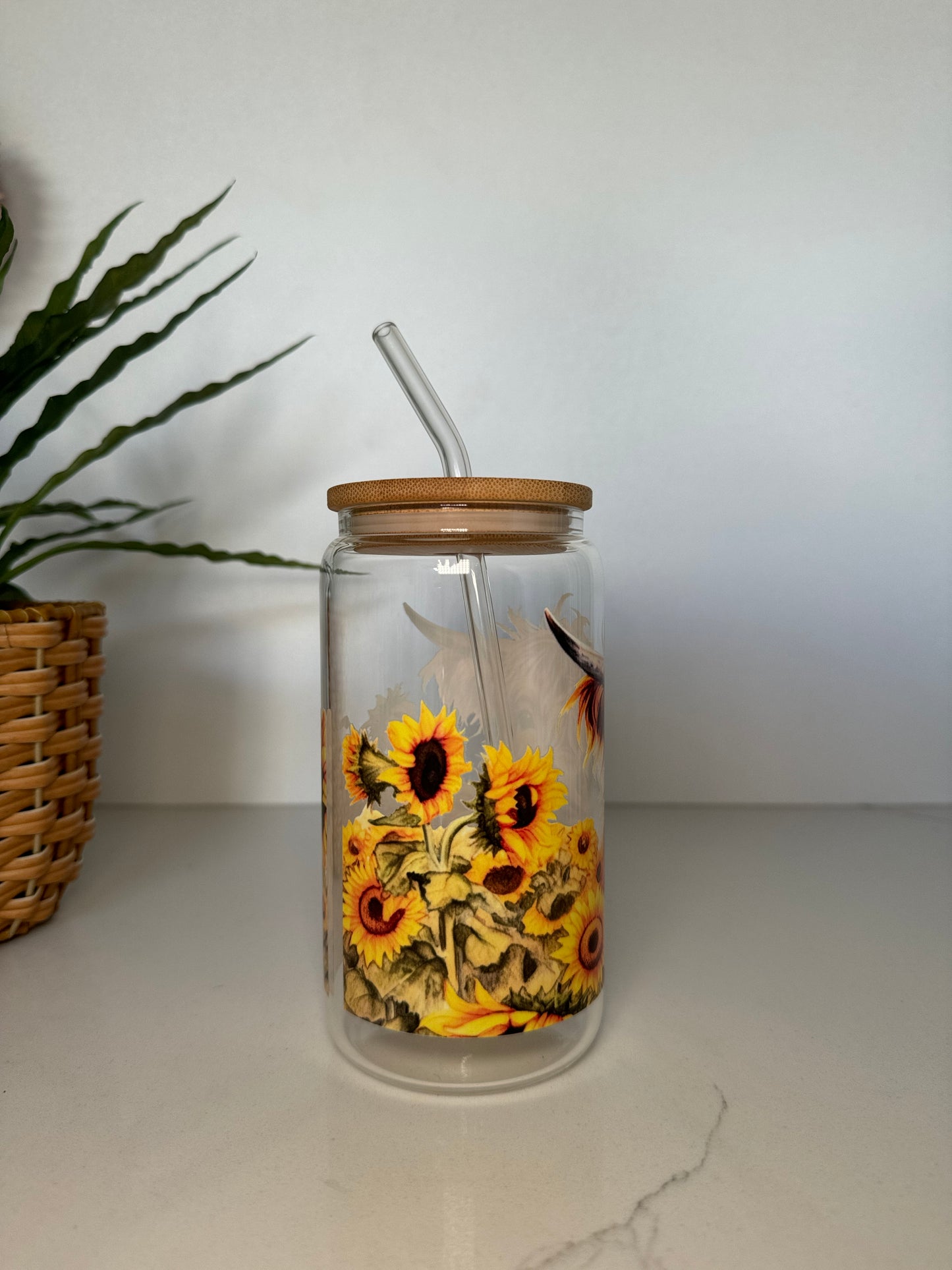 Highland Cow Glass Tumbler