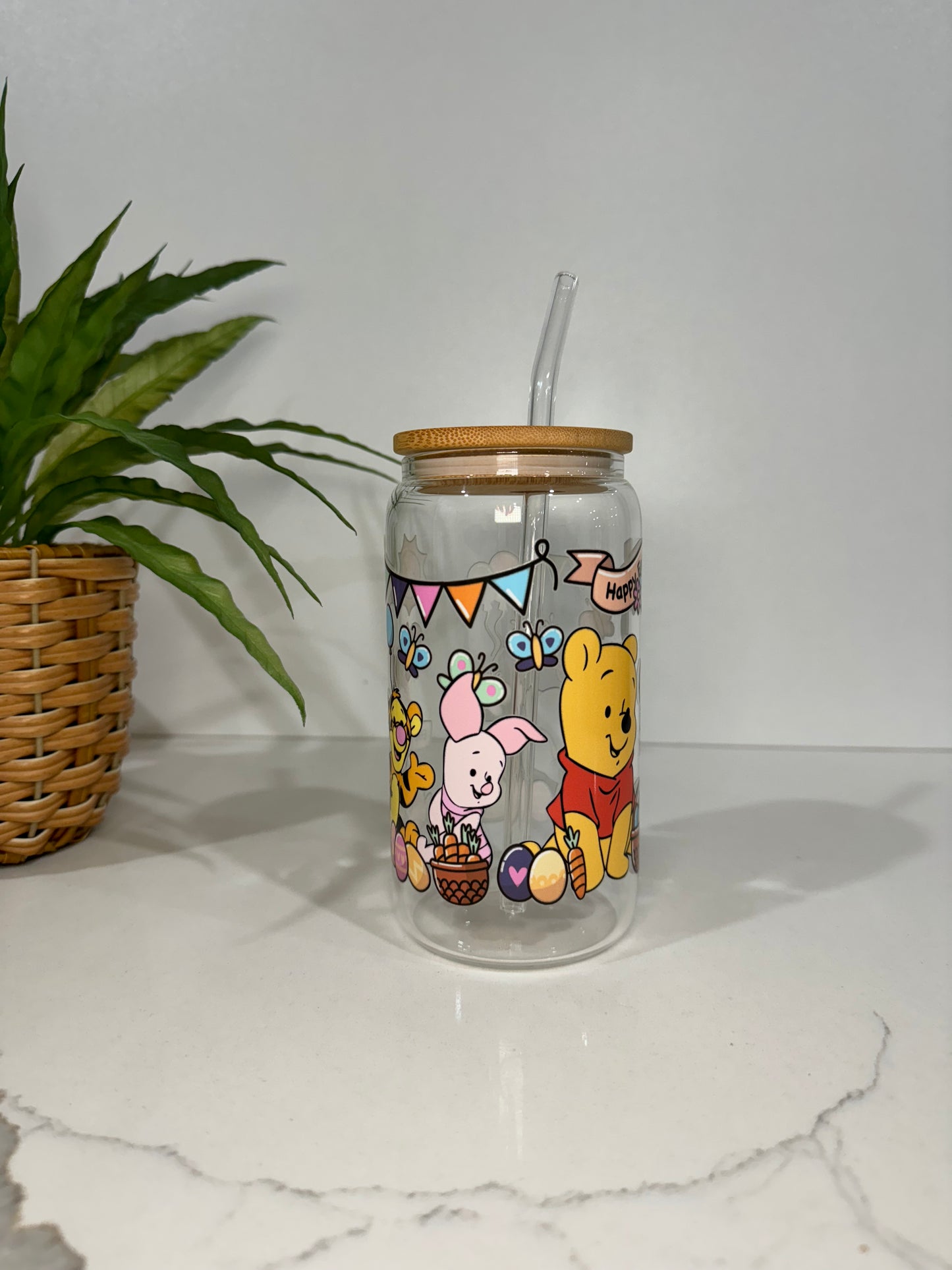 Easter Pooh Glass Tumbler