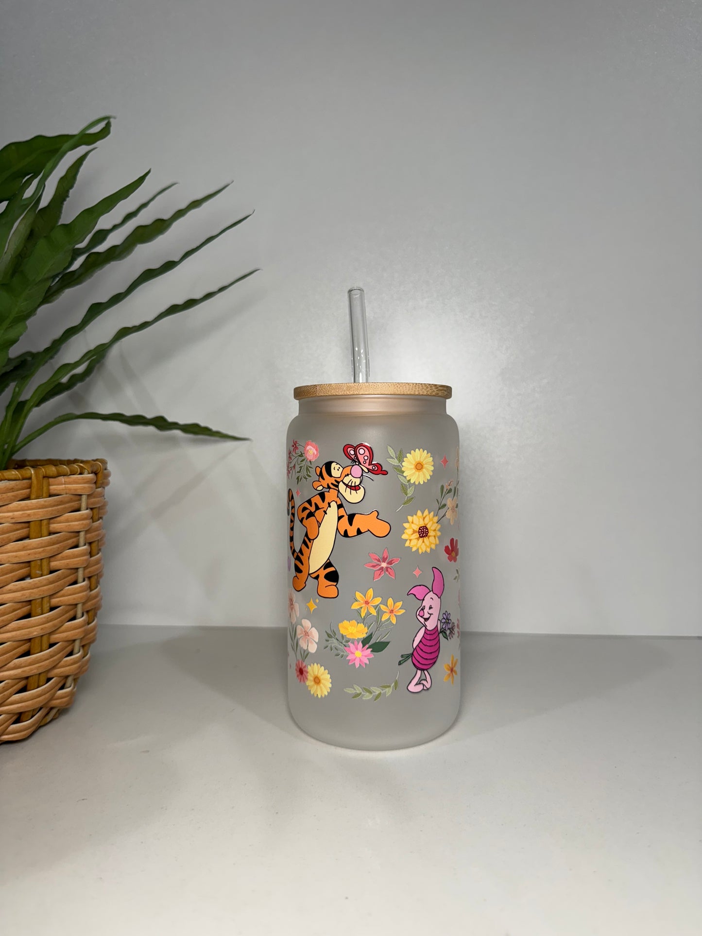 Frosted Winnie The Pooh #2 Glass Tumbler