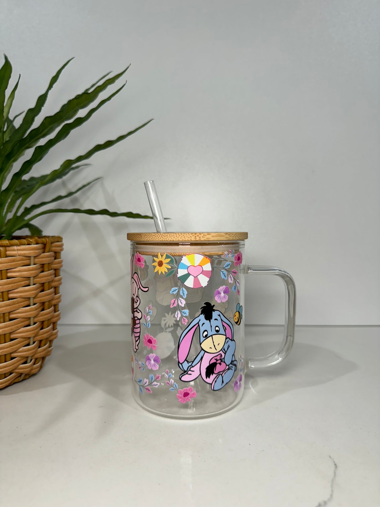 Winnie The Pooh Glass Tumbler with Handle
