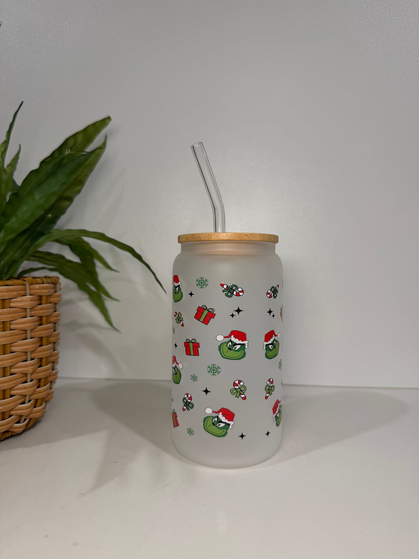 Frosted Grinch #2 Glass Tumbler