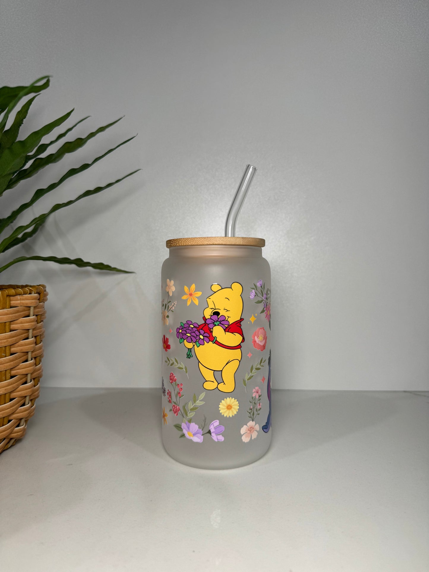 Frosted Winnie The Pooh #2 Glass Tumbler
