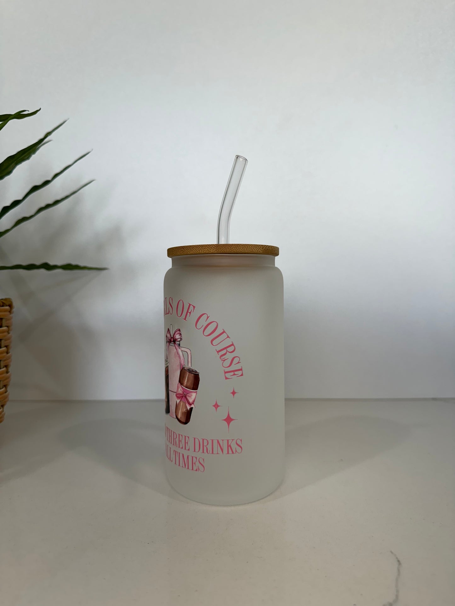 Frosted “We’re girls of course” Glass Tumbler