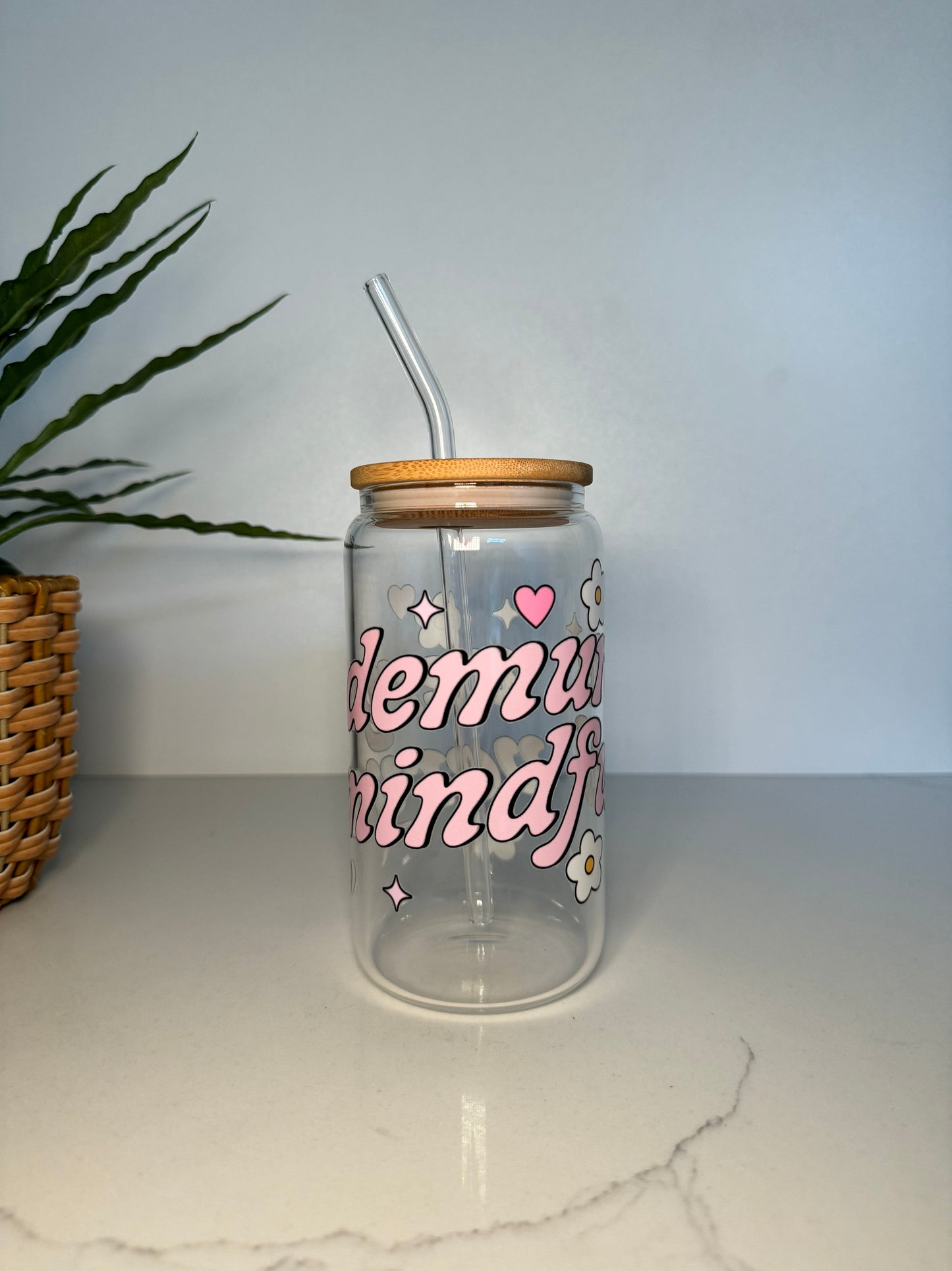 “Very Demure Very Mindful” Glass Tumbler