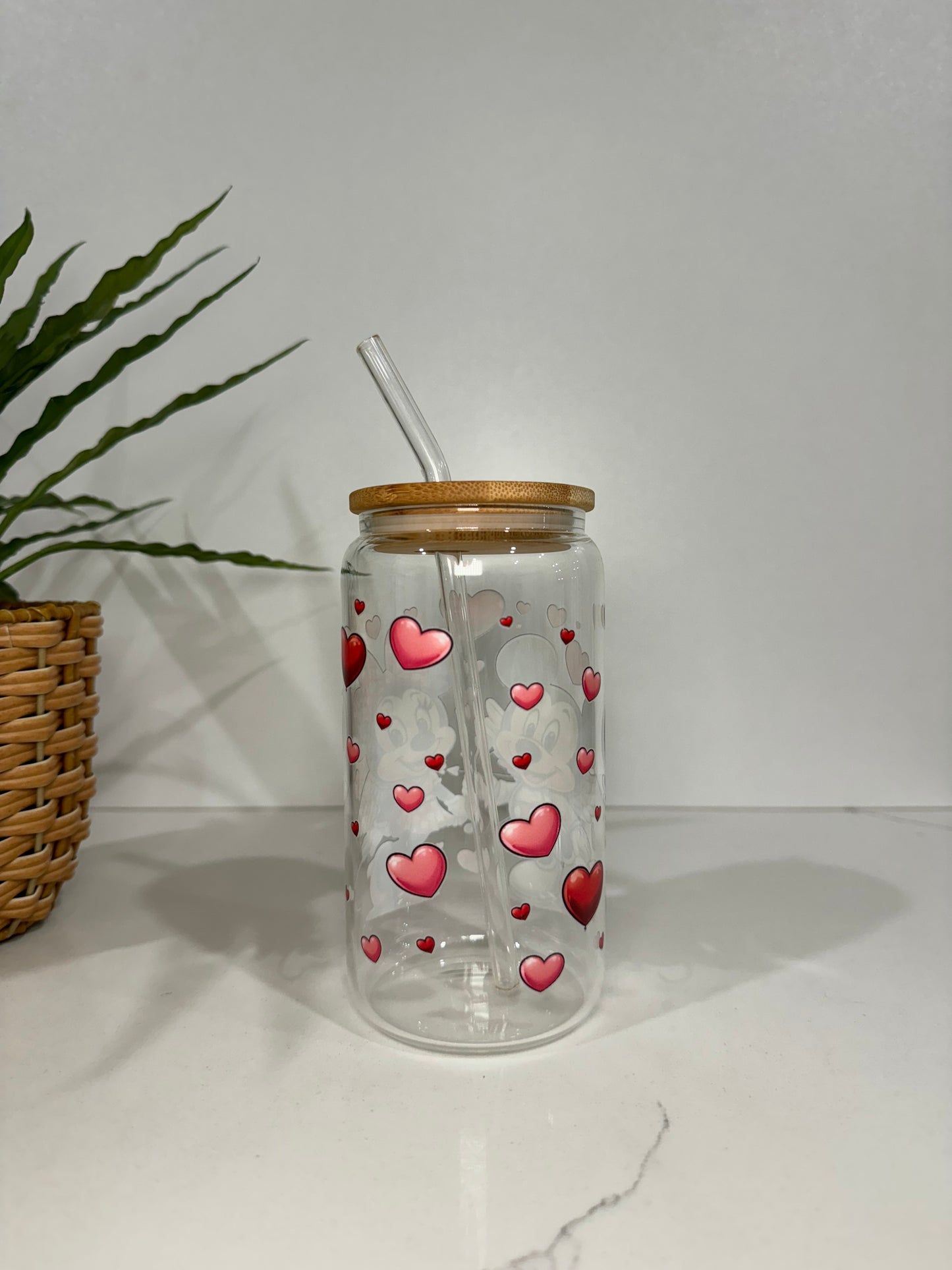 Mickey and Minnie Mouse Glass Tumbler