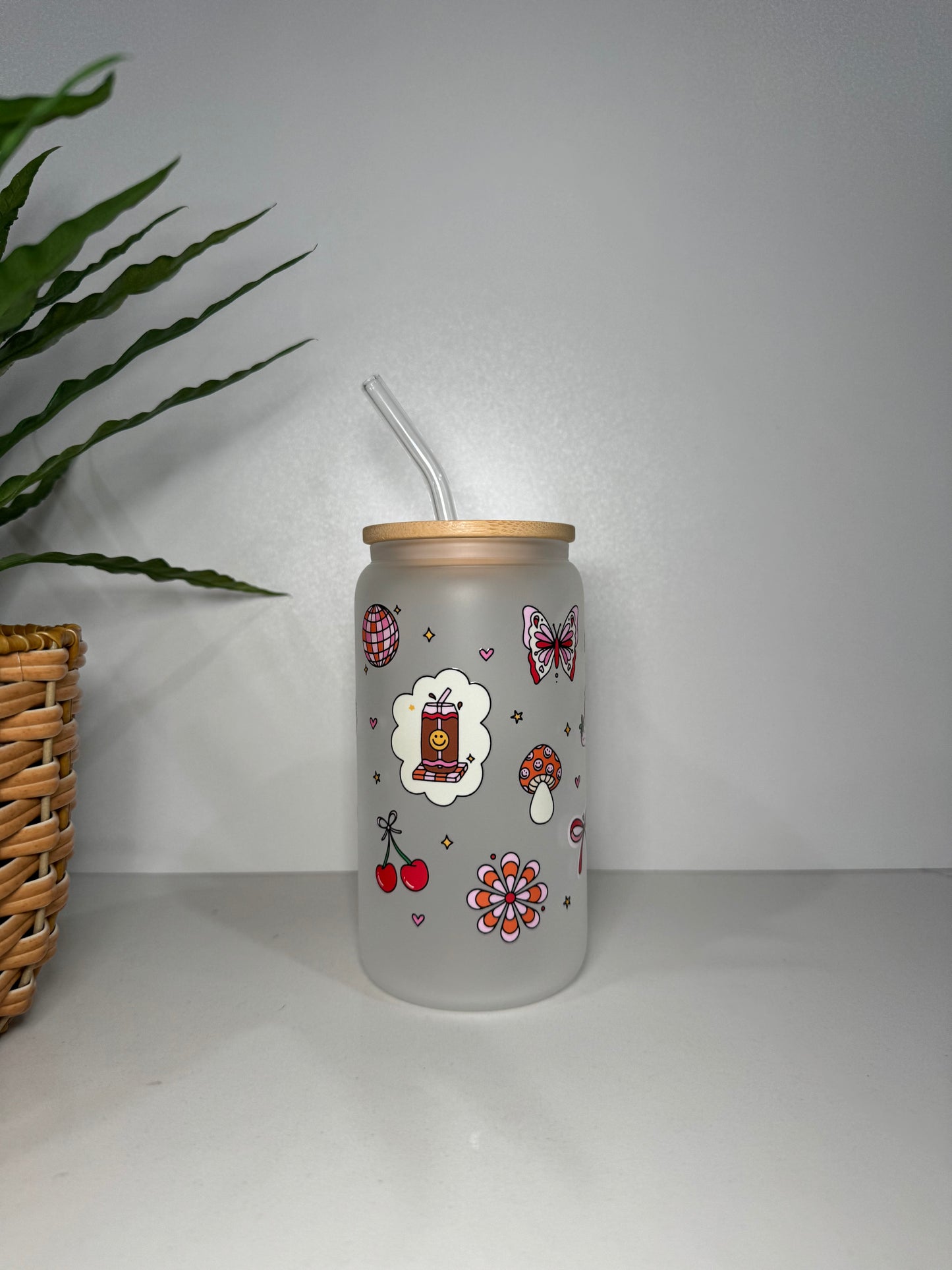 Frosted Cutesy Glass Tumbler