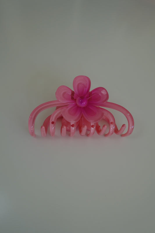 Pink Flower Hair Claw Clip