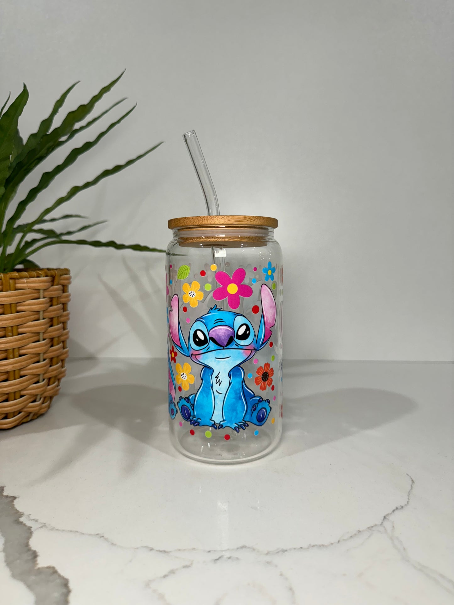 Stitch and Angel #3 Glass Tumbler