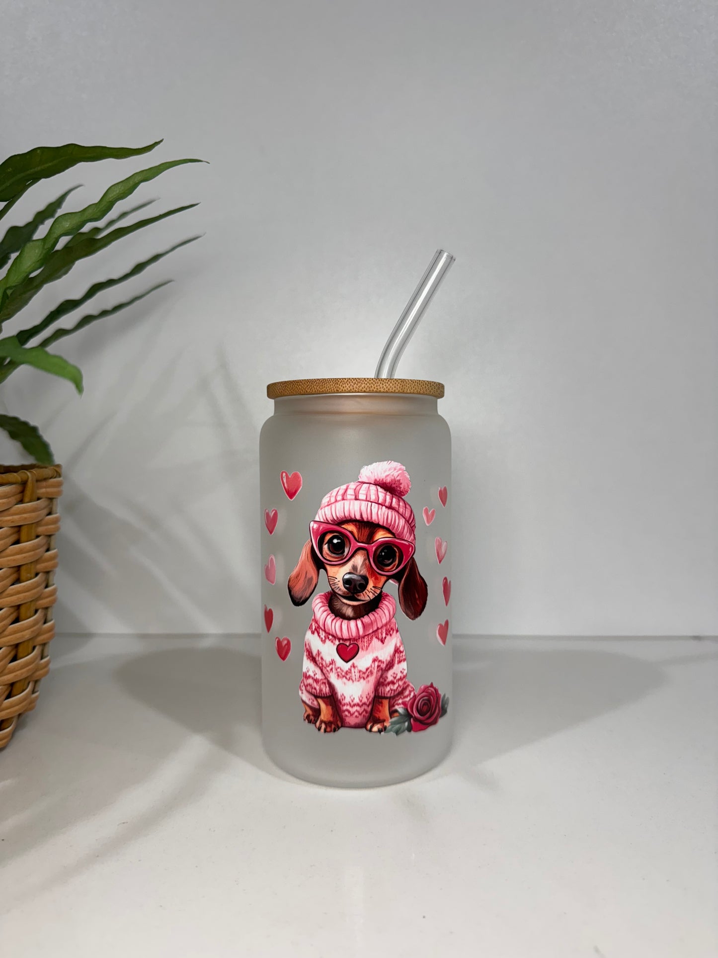 Frosted Dachshund Glass Tumbler