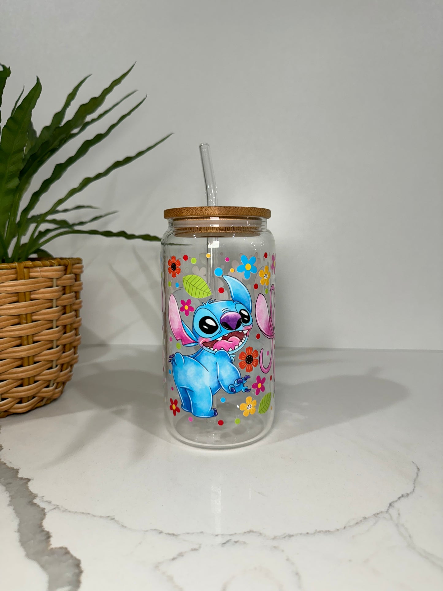 Stitch and Angel #3 Glass Tumbler