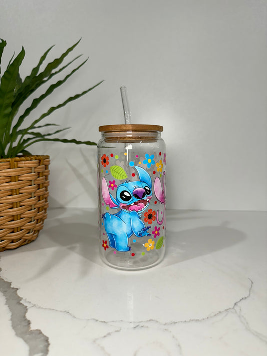 Stitch and Angel #3 Glass Tumbler