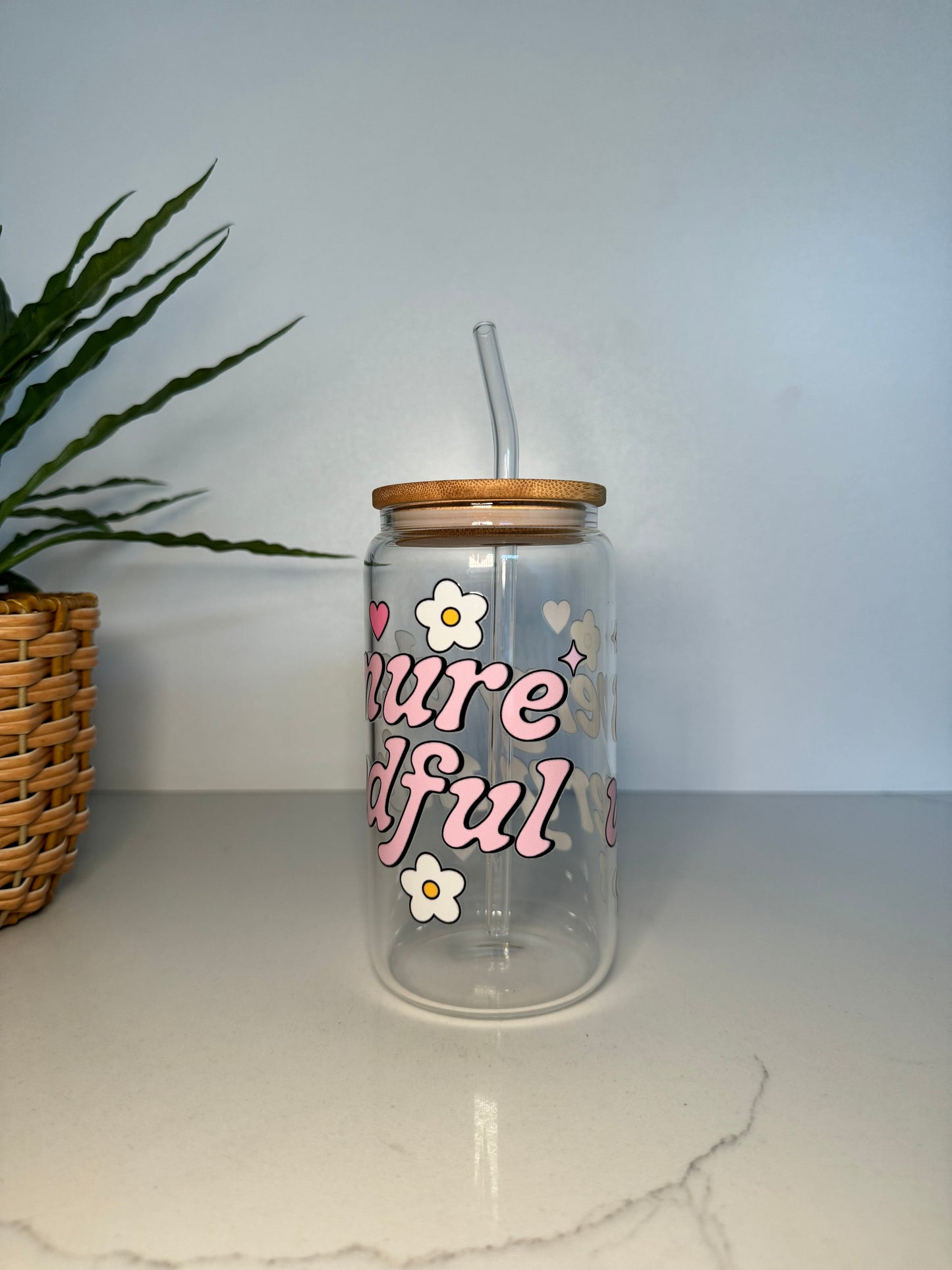 “Very Demure Very Mindful” Glass Tumbler