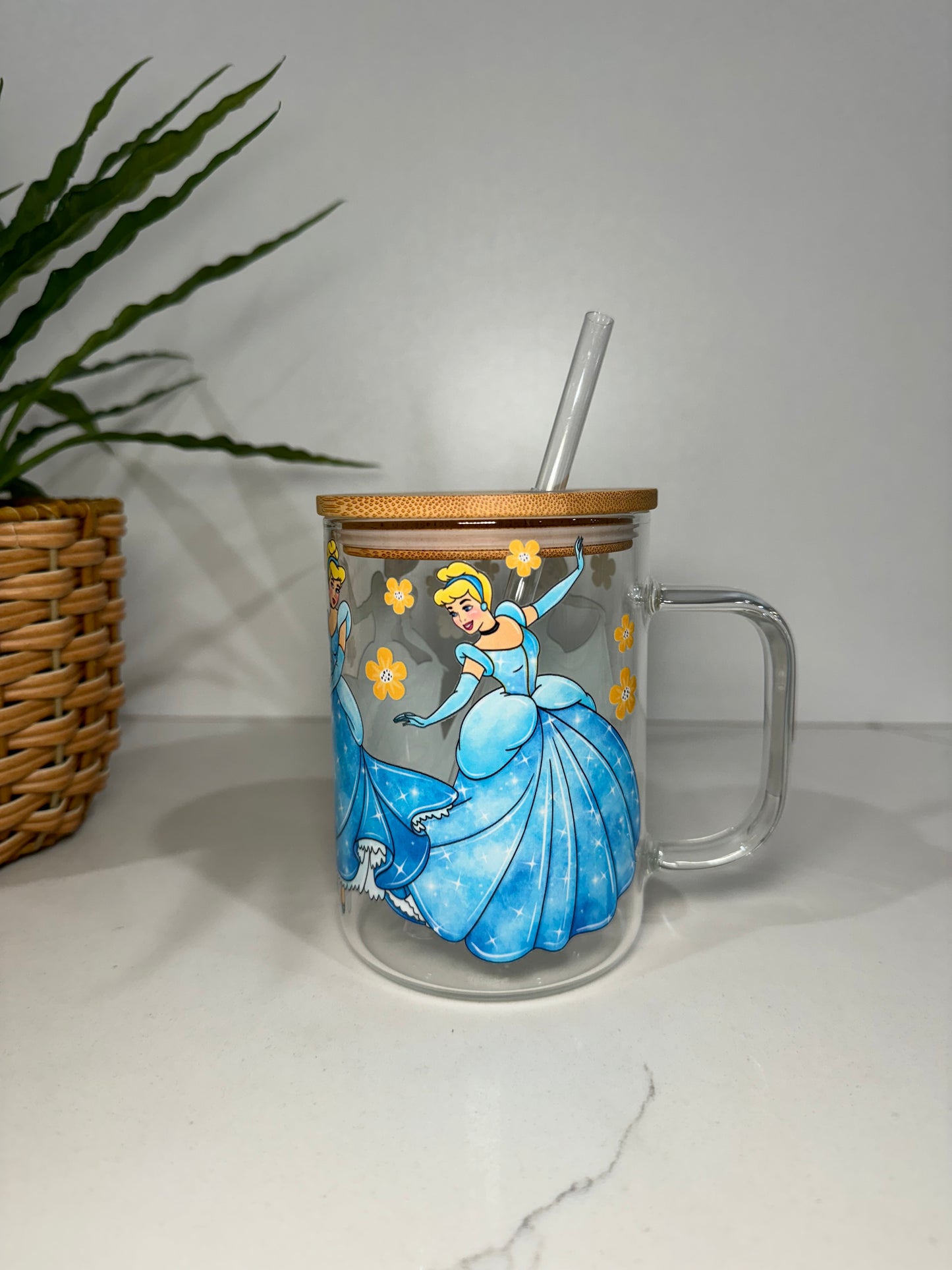 Cinderella Glass Tumbler with Handle