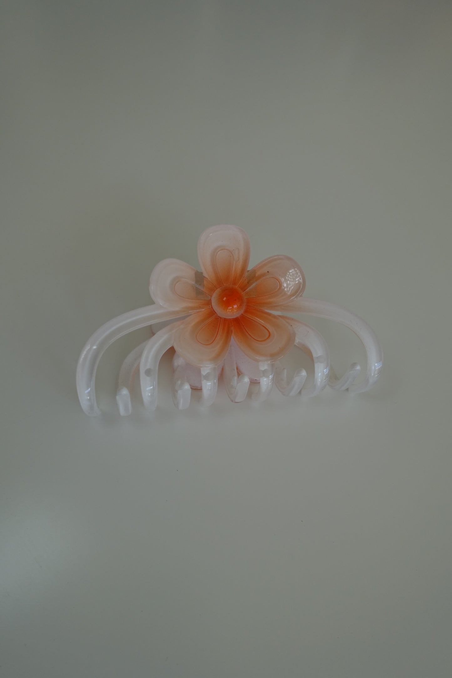 Orange and White Flower Hair Claw Clip