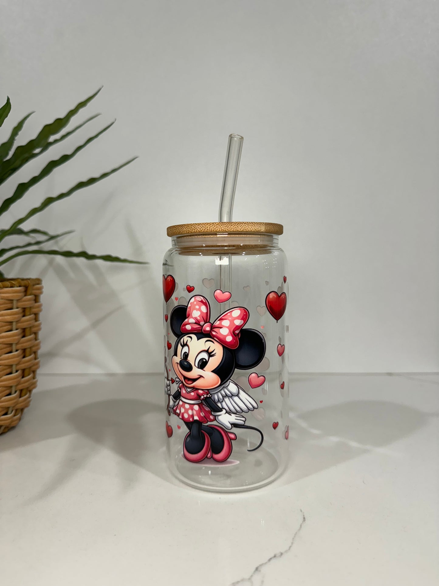 Mickey and Minnie Mouse Glass Tumbler