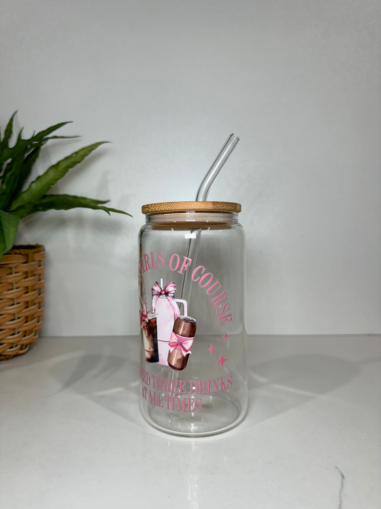 “We’re girls of course” Glass Tumbler