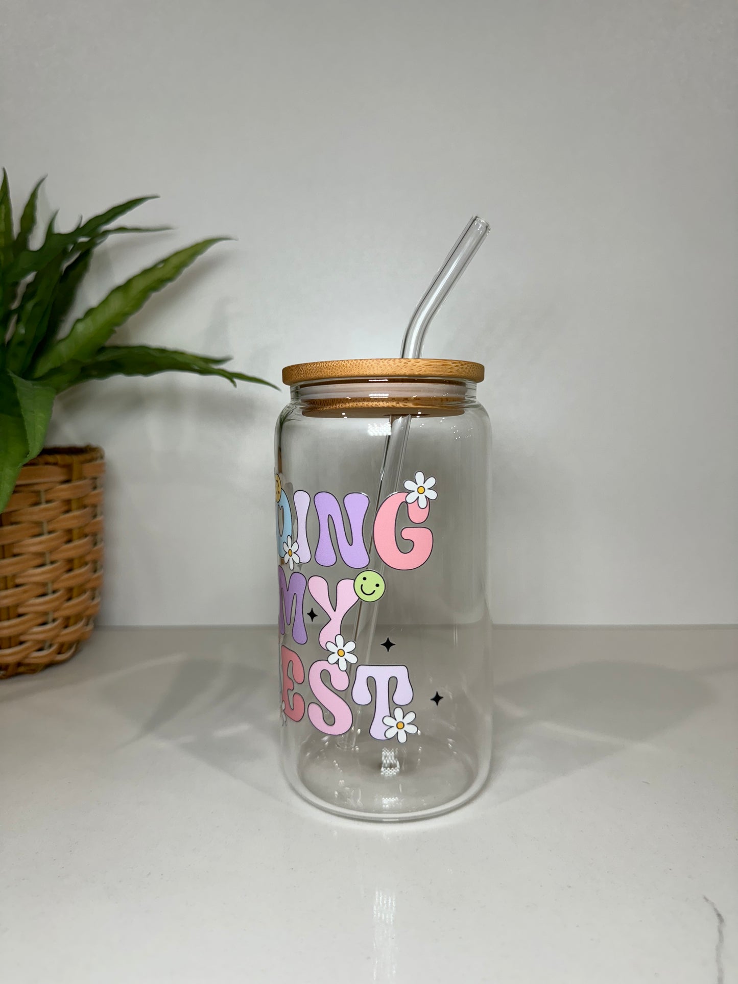 “Doing my best” Glass Tumbler
