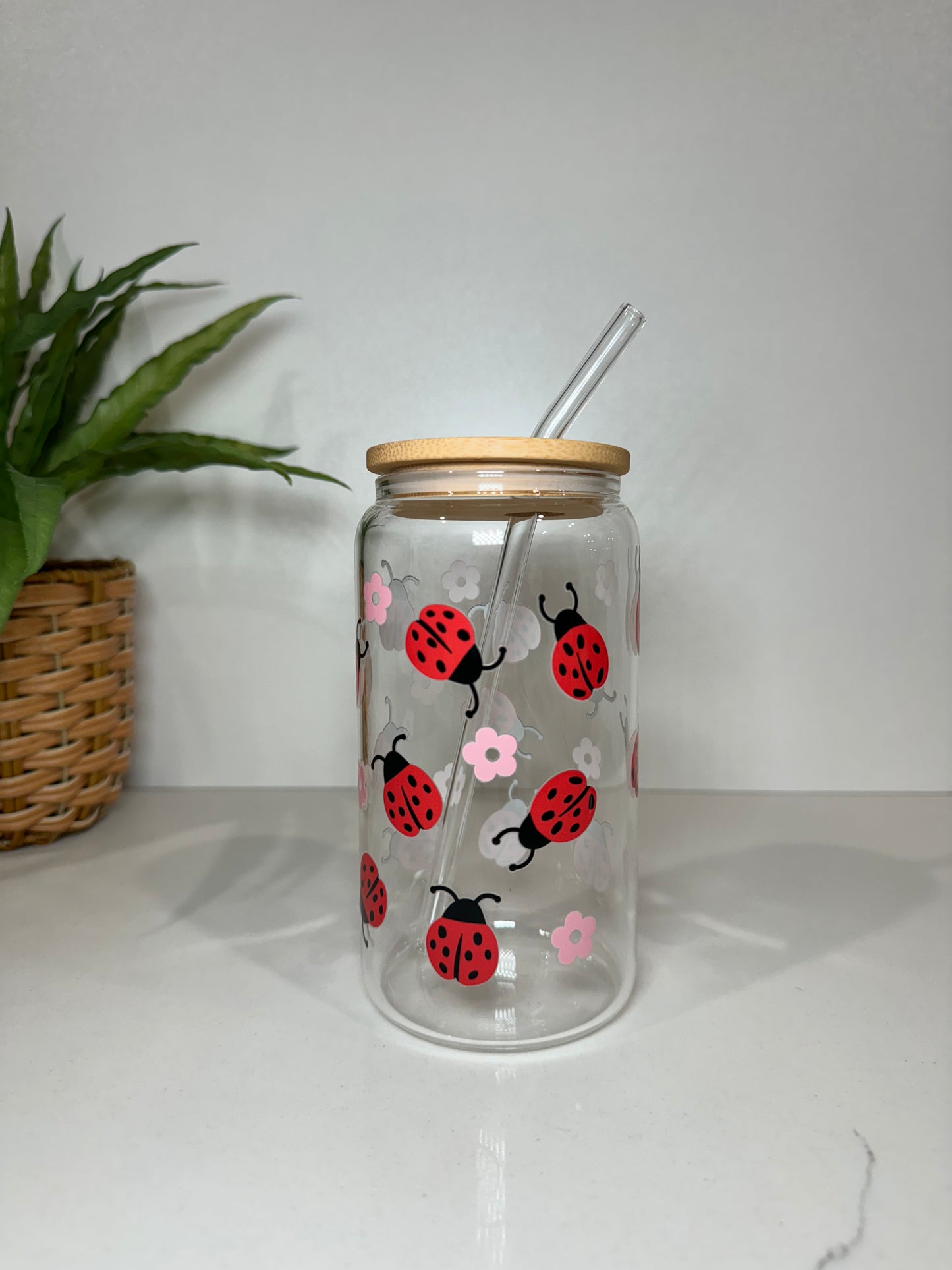 Lady Bug Glass Tumbler