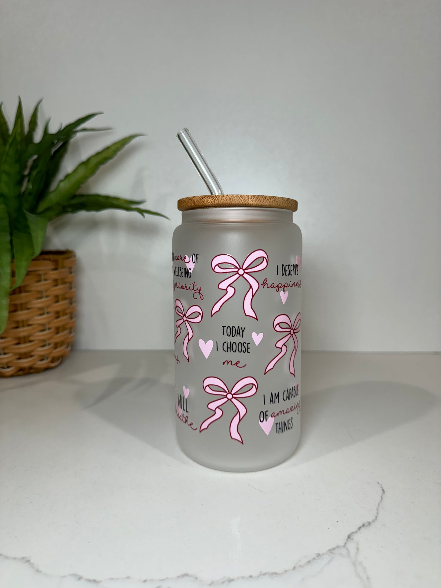 Frosted Inspirational Quotes Glass Tumbler
