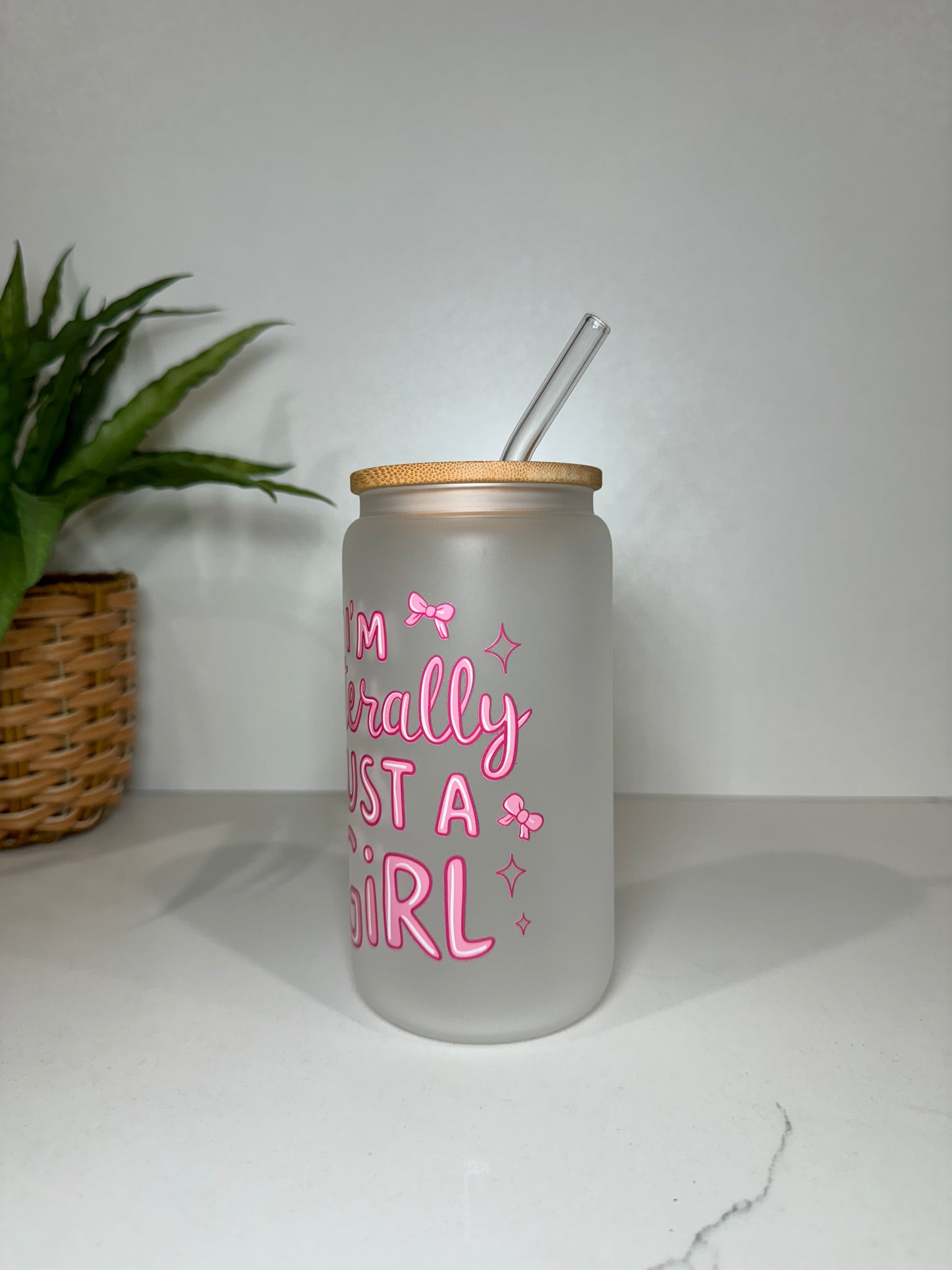 Frosted “I’m literally just a girl” Glass Tumbler