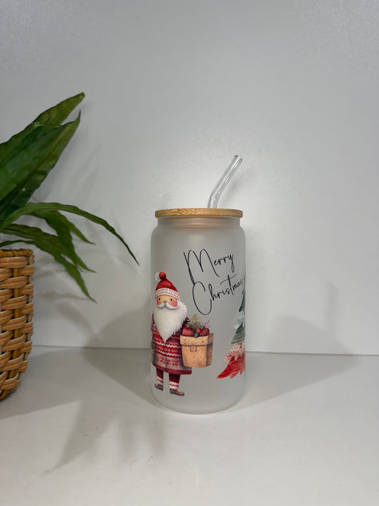 Frosted Merry Christmas Glass Tumbler