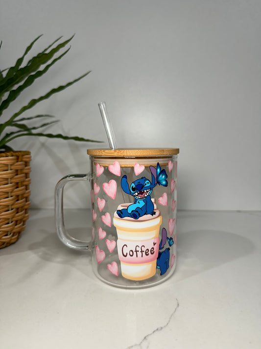 Stitch #1 Glass Tumbler with Handle