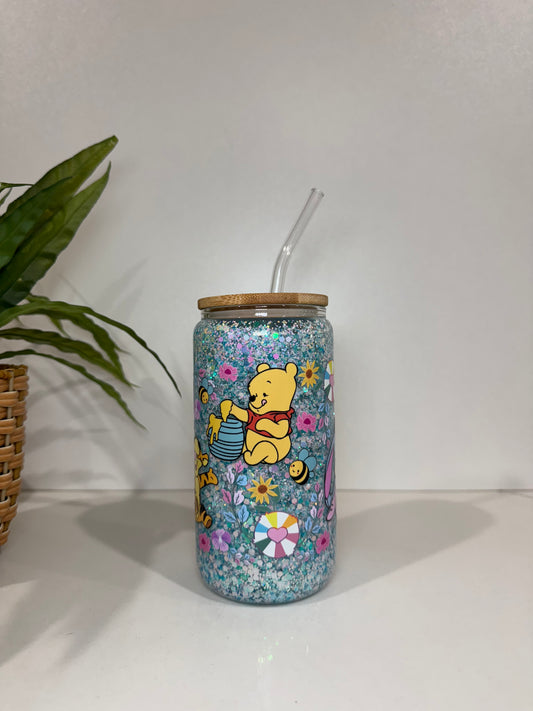 Glitter Winnie The Pooh Glass Tumblers