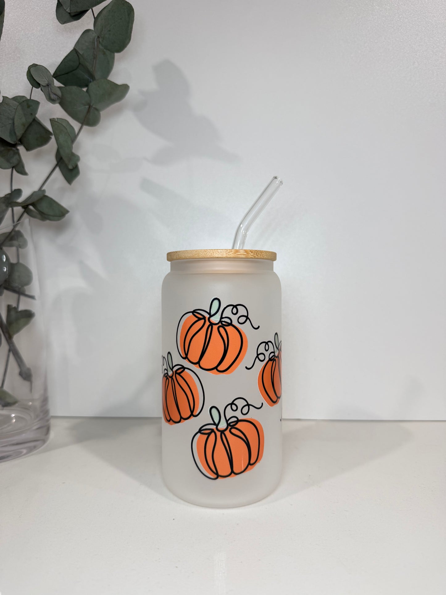 Frosted Pumpkin Glass Tumbler