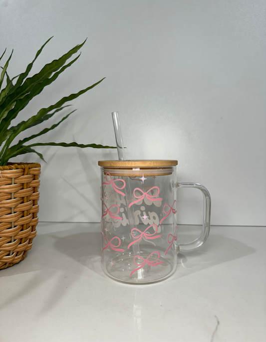 Book Girlie Glass Tumbler with Handle