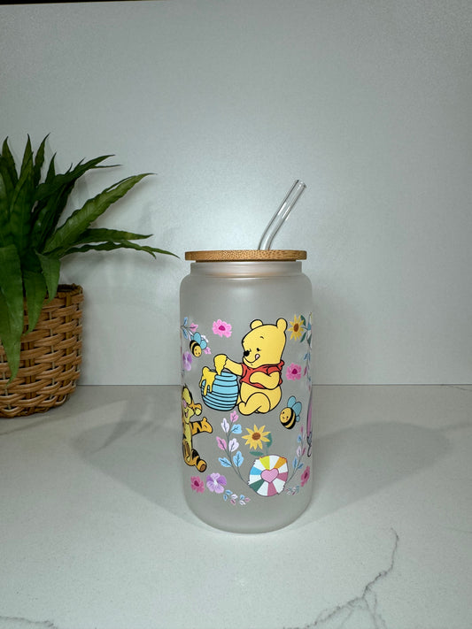Frosted Winnie The Pooh Glass Tumbler