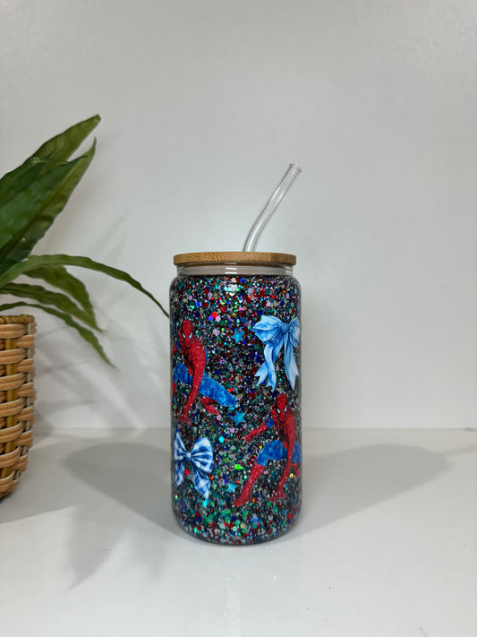 Glitter SpiderMan #1 Glass Tumblers