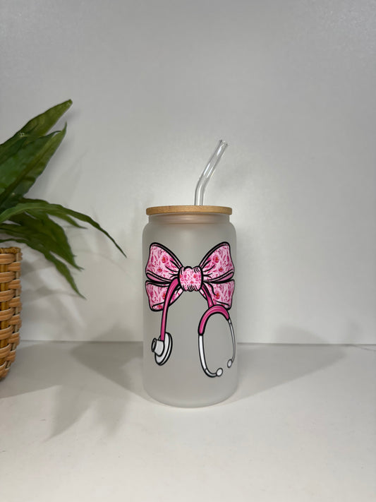 Frosted Nurse Glass Tumbler