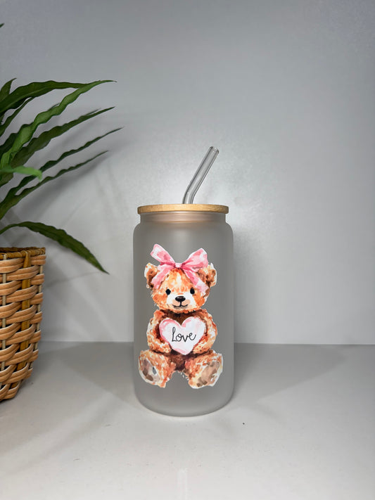 Frosted Teddy Bear #1 Glass Tumbler