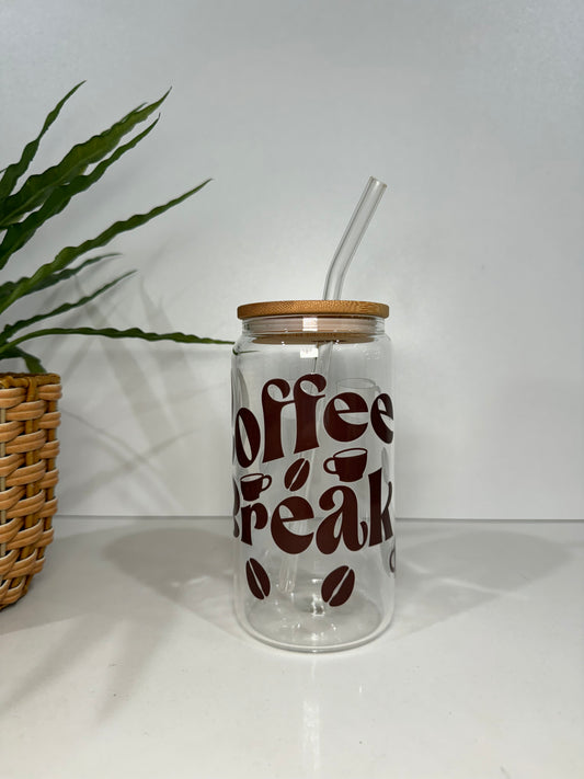 “Coffee Break” Glass Tumbler