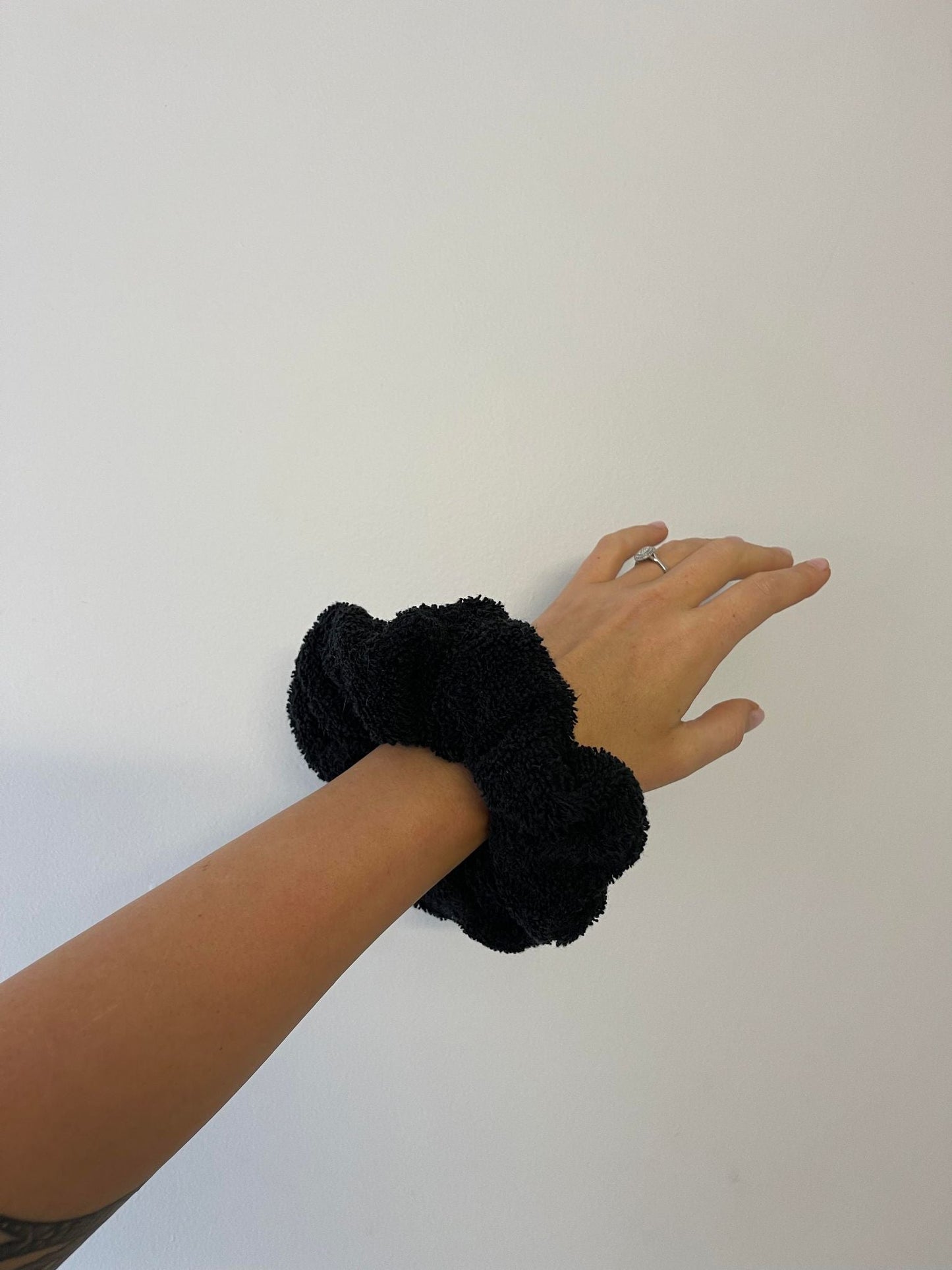 Black Towel Scrunchies- PAIR -XL