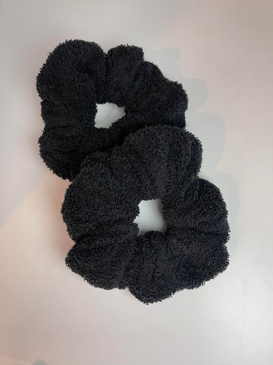 Black Towel Scrunchies- PAIR -XL