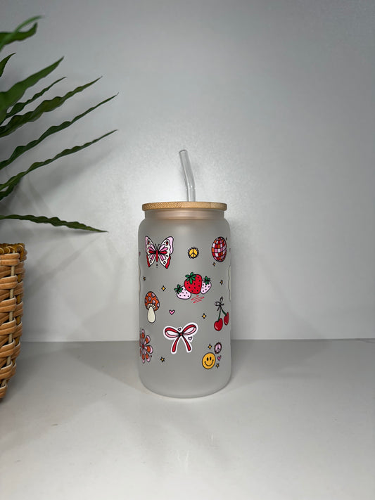 Frosted Cutesy Glass Tumbler