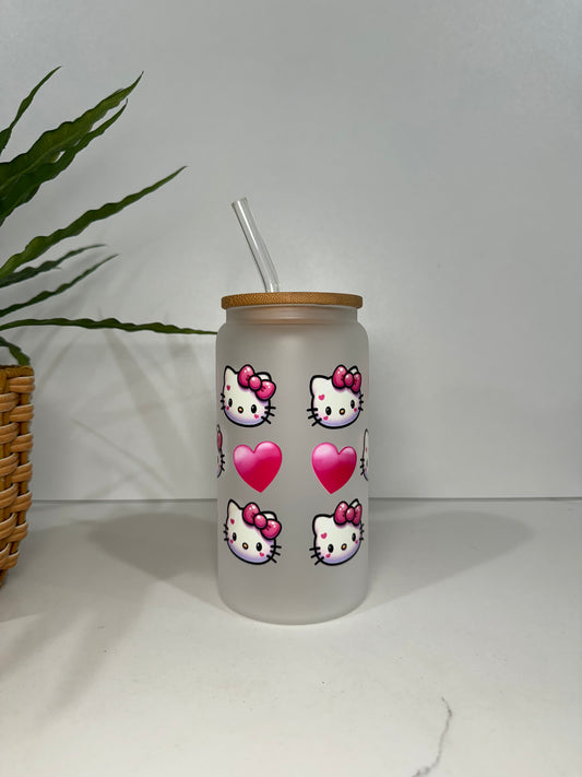 Frosted Hello Kitty #1 Glass Tumbler