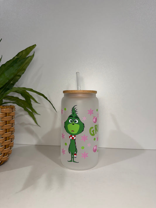 Frosted Grinch Era Glass Tumbler