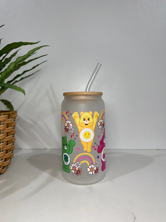 Frosted CareBear Glass Tumbler