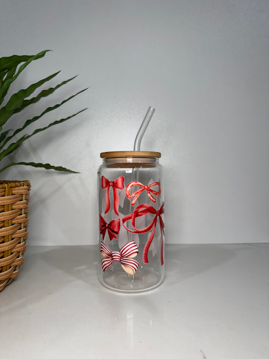 Red Bows Glass Tumbler