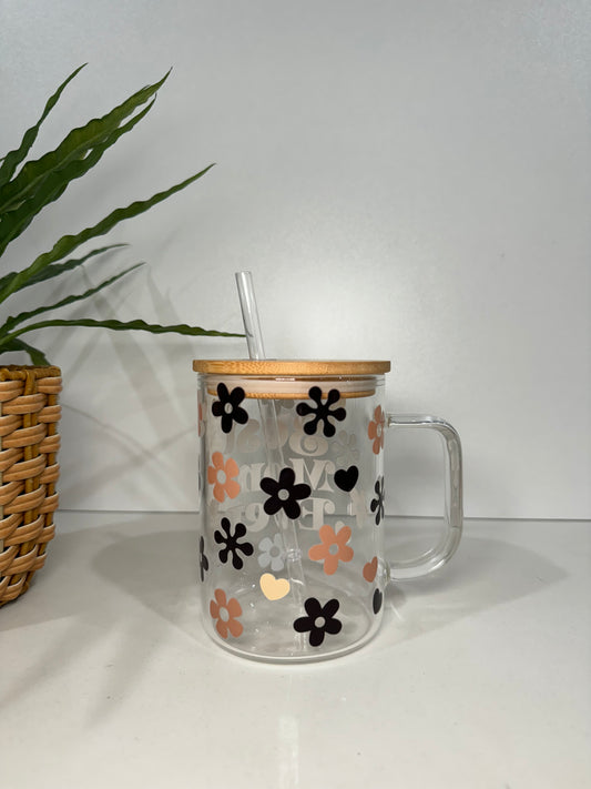 “Best Mom Ever” Glass Tumbler with Handle