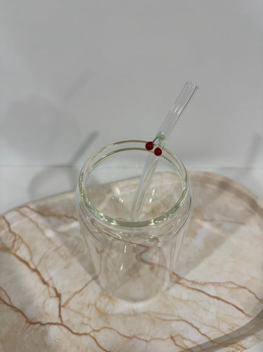 Cherry Glass Straw
