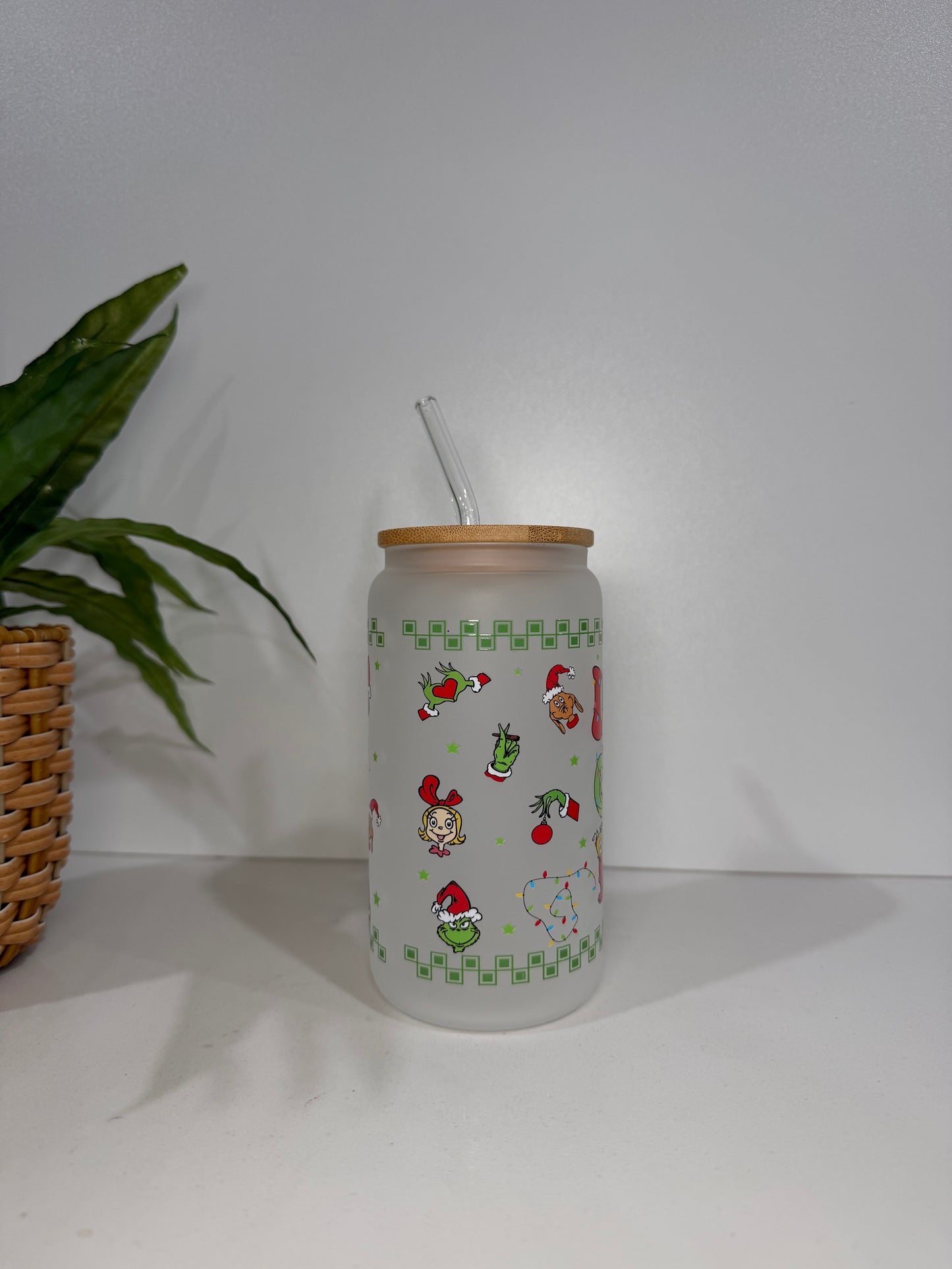 Frosted Grinch #1 Glass Tumbler