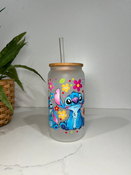Frosted Stitch and Angel #3 Glass Tumbler