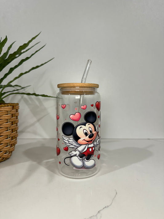 Mickey and Minnie Mouse Glass Tumbler