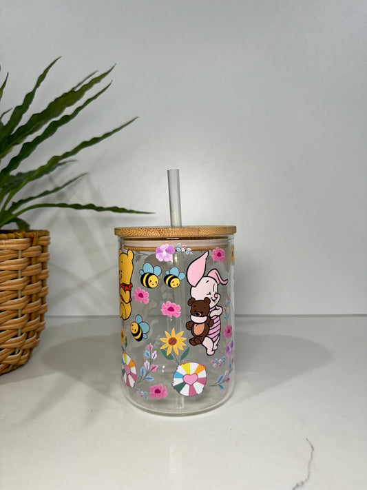 Winnie The Pooh Glass Tumbler with Handle